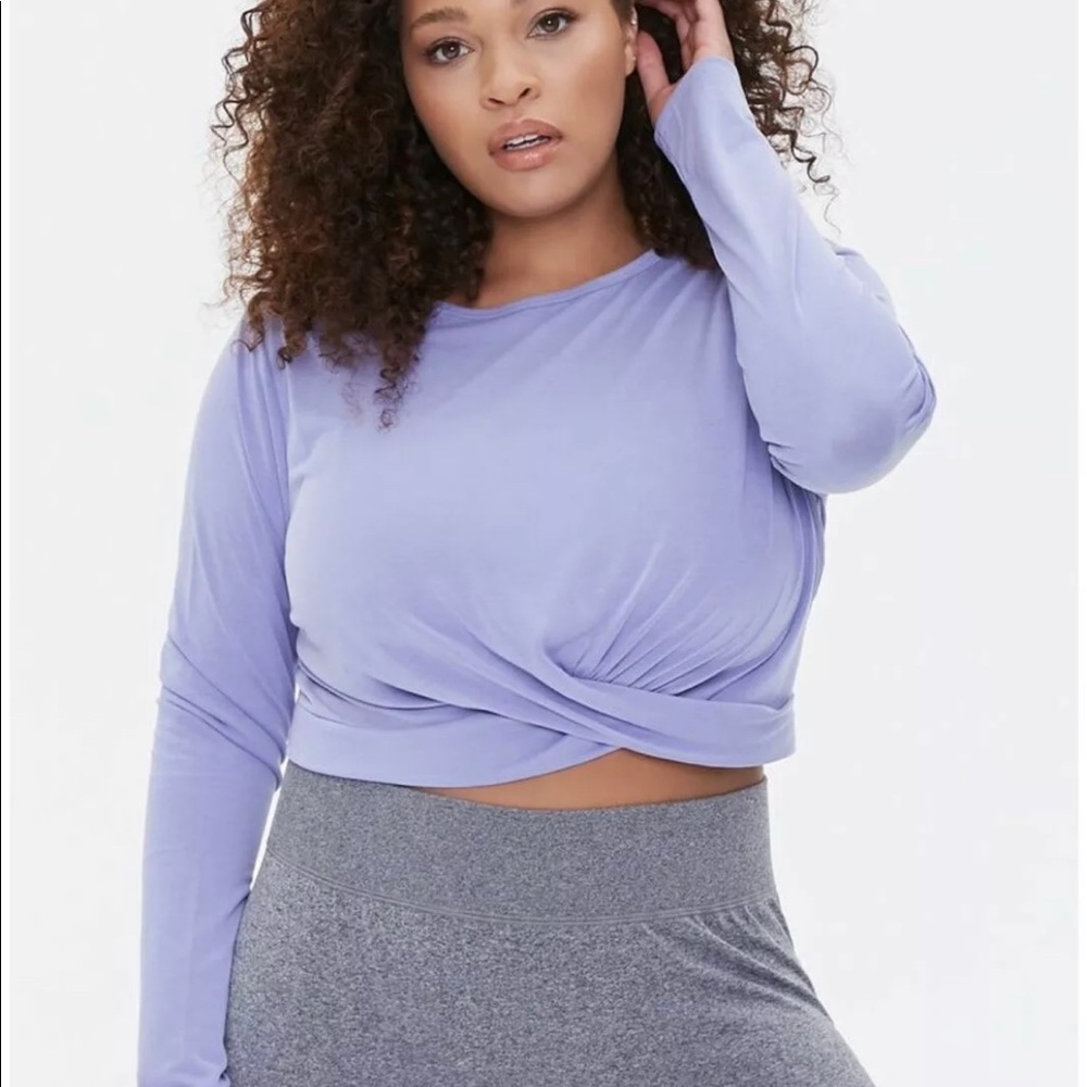 Forever 21 Plus Ladies 2X Periwinkle Long Sleeve Active Twisted Knit Top